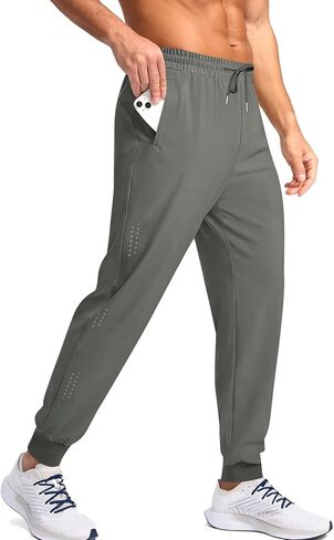 Auxo Men's Athletic Running Pants Lightweight Workout Joggers Quick Dry Gym Joggers Active Sports Track with 3 Zipper Pockets in Kuwait