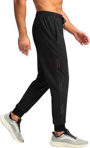 Auxo Men's Athletic Running Pants Lightweight Workout Joggers Quick Dry Gym Joggers Active Sports Track with 3 Zipper Pockets in Saudi Arabia