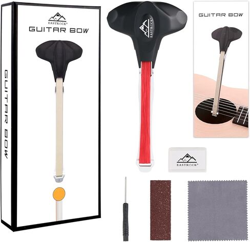 EASTROCK Guitar Bow, 2-in-1 Picasso Bow, Dual-Purpose Plucked String Tools, Guitar Bow kit for Beginners and Professional Players Gift for Music Lover, Short Black (Red Horsehair) in Saudi Arabia