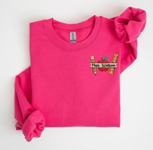 Embroidered Personalized Teacher Sweatshirt – Custom Name Teacher Gift, Women’s Crewneck or Quarter Zip Pullover, Kindergarten & Preschool Teacher Apparel (S-3XL, 10 Colors) Multi in Saudi Arabia