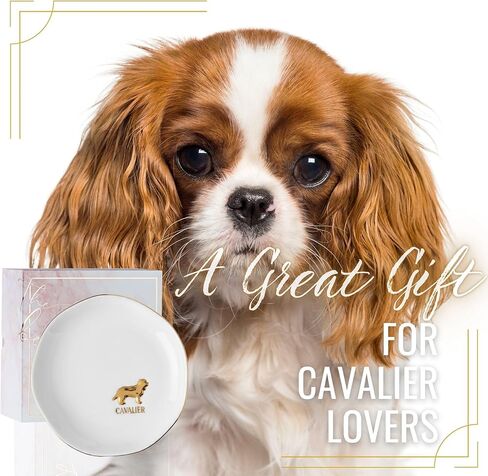 InnoBeta King Charles Cavalier Dog Gifts for Women/Men, Cute Cavalier Gifts for Dog Owners & Lovers - 4.75" Handcrafted Ceramic Ring Dish with Gold Trim, Decorative Trinket Dish for Rings Earrings in Saudi Arabia