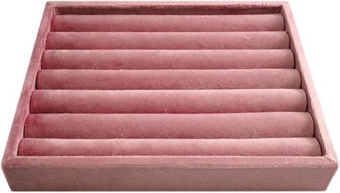 صينية تنظيم الحلقات المخملية، حامل تخزين مجوهرات صغير مع حشوة إسفنجية، صواني حلقات القرط لعرض المجوهرات في المنزل (وردي، 7.9 بوصة × 5.9 بوصة × 1.25 بوصة) in Kuwait