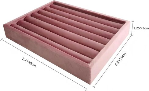 صينية تنظيم الحلقات المخملية، حامل تخزين مجوهرات صغير مع حشوة إسفنجية، صواني حلقات القرط لعرض المجوهرات في المنزل (وردي، 7.9 بوصة × 5.9 بوصة × 1.25 بوصة) in Kuwait