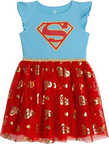 DC Comics Justice League Supergirl Girls Tulle Tutu Dress Logo Toddler to Big Kid Sizes (4T - 14-16) in Saudi Arabia
