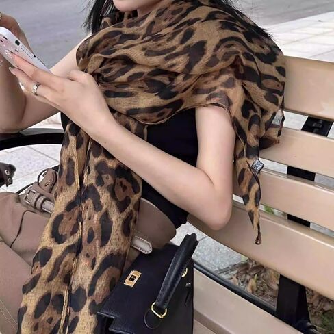 Retro Leopard Print Scarves Women Girl Sunscreen Winter Soft Comfortable Scarf Warm Daily Casual Scarf Fashion Accessories in Saudi Arabia