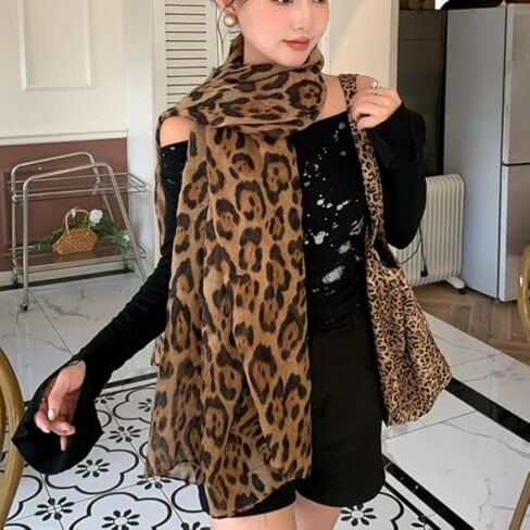Retro Leopard Print Scarves Women Girl Sunscreen Winter Soft Comfortable Scarf Warm Daily Casual Scarf Fashion Accessories in Saudi Arabia