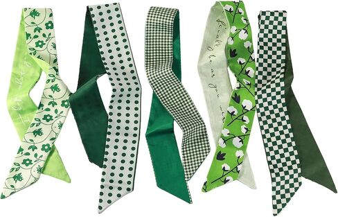 5Pcs Scarves for Women Purse Scarf Handbags Skinny Twill Hair Scarves Narrow Neck Scarf Band Fashion Accessories Bag Charms in Kuwait