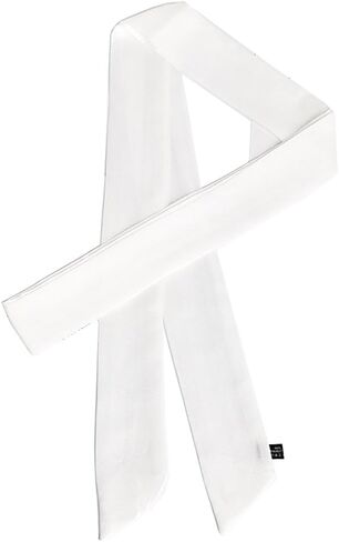 وشاح طويل رفيع من الشيفون يشبه الحرير من Lujuny - حزام خصر رفيع بربطة عنق للنساء والفتيات، 78.0 بوصة (أبيض) in Kuwait