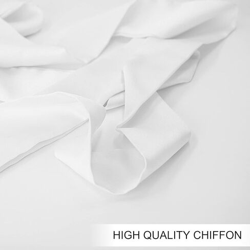 وشاح طويل رفيع من الشيفون يشبه الحرير من Lujuny - حزام خصر رفيع بربطة عنق للنساء والفتيات، 78.0 بوصة (أبيض) in Kuwait