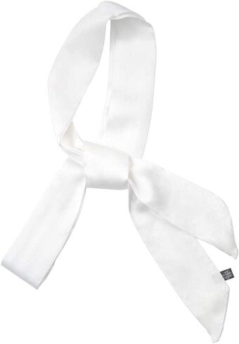 وشاح طويل رفيع من الشيفون يشبه الحرير من Lujuny - حزام خصر رفيع بربطة عنق للنساء والفتيات، 78.0 بوصة (أبيض) in Kuwait