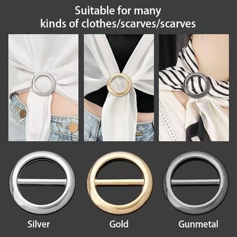 3PCS Circle Scarf Set Multi-Way Loop Infinity Scarfs with Accessory Clips Soft Stretchy Fashion headband for Women Versatile Neck Wrap Shawl (Black&Gray&Silver) in Saudi Arabia