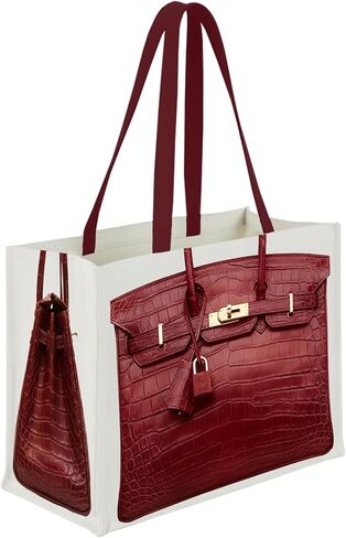 حقيبة قماش أنيقة مع طباعة مستوحاة من الفخامة - حقيبة هدايا مرحة للنساء، هدية أنيقة للعطلات، قابلة للطي للاستخدام اليومي in Kuwait