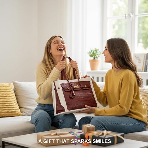 حقيبة قماش أنيقة مع طباعة مستوحاة من الفخامة - حقيبة هدايا مرحة للنساء، هدية أنيقة للعطلات، قابلة للطي للاستخدام اليومي in Kuwait