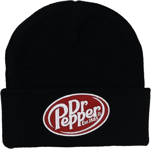 قبعة Dr Pepper Beanie سوداء متماسكة قابلة للطي على شكل جمجمة مع شعار OSFM للبالغين in Kuwait