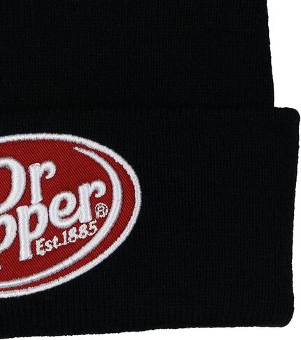 قبعة Dr Pepper Beanie سوداء متماسكة قابلة للطي على شكل جمجمة مع شعار OSFM للبالغين in Kuwait