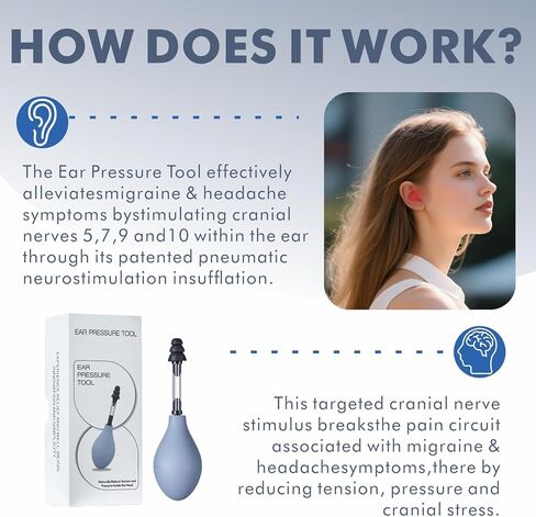 Ear Pressure Relief Suction Device, Migraine and Headache Relief Tinnitus Products with 3 Sizes, Airplane Ear Pressure Relief Through Inner Ear Pressure Balance (Grey, One Size) in Kuwait
