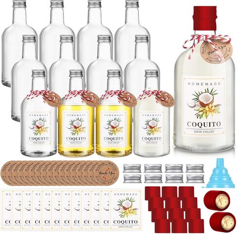 Baderke 48 Set Christmas Plastic Coquito Bottles 16 oz Christmas Wine Bottles with Caps and Tags Xmas Homemade Coquito for Home Brewing Xmas Party Favors (Black) in Saudi Arabia