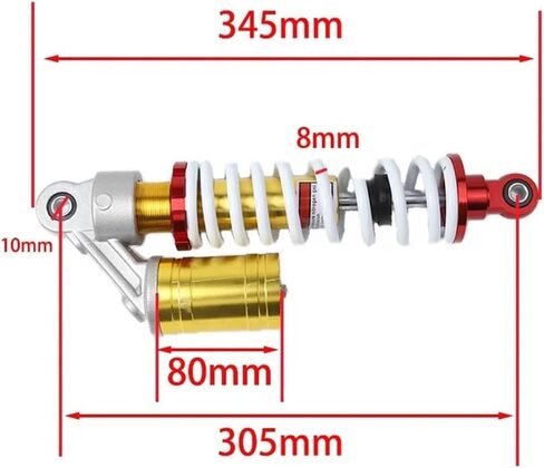 Hydraulic Pressure Shock Absorber M10 305mm With 8mm Spring And Air Cell Compatible With ATV UTV Off Road Vehicles in Saudi Arabia