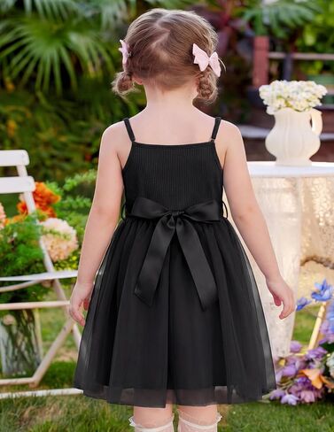 Arshiner Toddler Tulle Dress Summer Spaghetti Strap Party Tutu Flower Girl Dresses with Belt 3-8Y in Kuwait