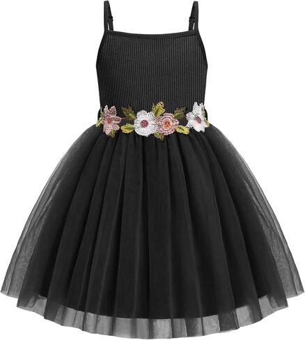 Arshiner Toddler Tulle Dress Summer Spaghetti Strap Party Tutu Flower Girl Dresses with Belt 3-8Y in Kuwait