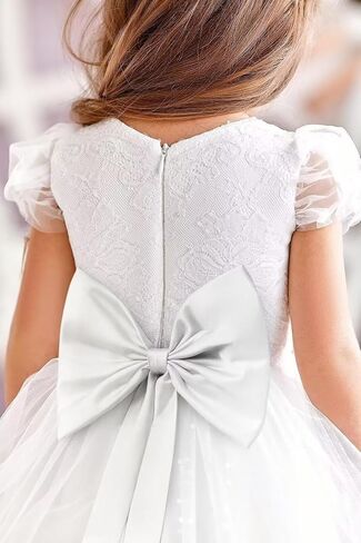 Glitter Tulle Flower Girl Dresses for Wedding Long Formal Dresses Puffy Sleeves Sequin First Communion Ball Gown in Saudi Arabia