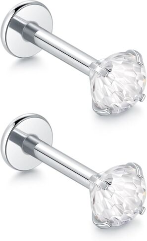 Aumeo 16G Titanium Labret Jewelry Internally Threaded Labret Stud for Tragus Monroe Cartilage Helix Piercing Jewelry in Saudi Arabia