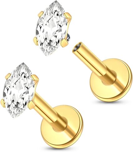 Aumeo 16G Titanium Labret Jewelry Internally Threaded Labret Stud for Tragus Monroe Cartilage Helix Piercing Jewelry in Saudi Arabia
