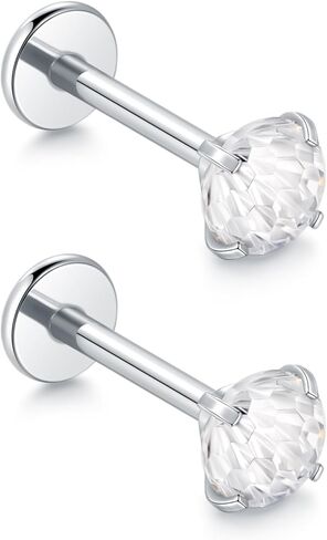 Aumeo 16G Titanium Labret Jewelry Internally Threaded Labret Stud for Tragus Monroe Cartilage Helix Piercing Jewelry in Saudi Arabia