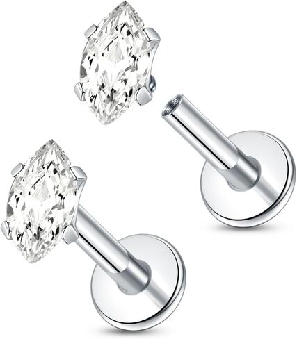 Aumeo 16G Titanium Labret Jewelry Internally Threaded Labret Stud for Tragus Monroe Cartilage Helix Piercing Jewelry in Saudi Arabia