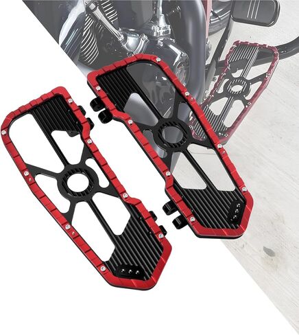 HDBUBALUS Motorcycle Floorboards Passenger Footboards Wide Foot Pegs Board Pedal Compatible with Touring Electra Road Street Glide Softail Road King Red Edge in Saudi Arabia