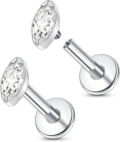 Aumeo 16G Titanium Labret Jewelry Internally Threaded Labret Stud for Tragus Monroe Cartilage Helix Piercing Jewelry in Saudi Arabia