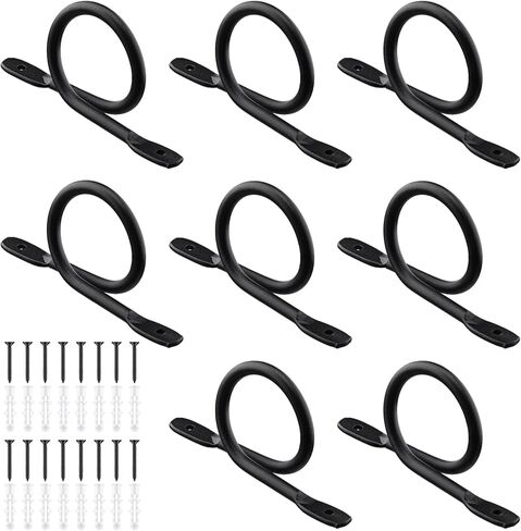 Yookeer 4 Pcs Curtain Rod Brackets Black Hand Forged Metal Curtain Rod Wall Holder Hanger Rustic Closet Support with Screws for 1.5in Diameter Rods Ceiling Wall Hook Drawer in Saudi Arabia
