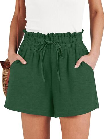 ANRABESS Shorts for Women Summer Casual High Waisted Wide Leg Drawstring Lounge Shorts Comfy 2026 Beach Vacation Clothes in Saudi Arabia