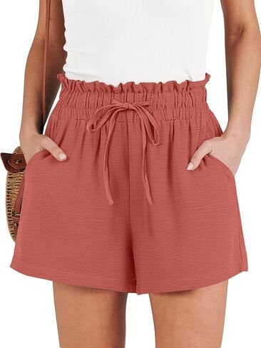 ANRABESS Shorts for Women Summer Casual High Waisted Wide Leg Drawstring Lounge Shorts Comfy 2026 Beach Vacation Clothes in Saudi Arabia