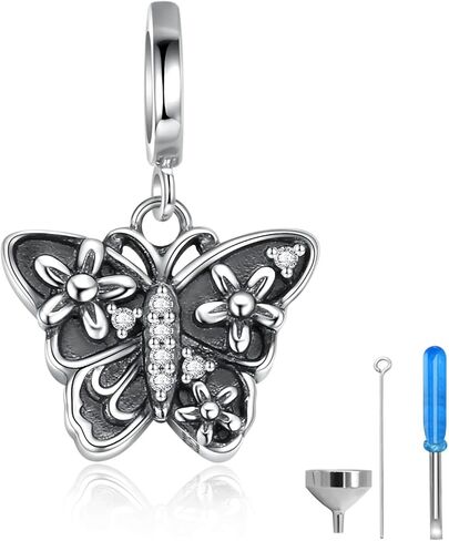 Sariel 925 Sterling Silver Butterfly Cremation Urn Charm for Ashes Memorial Keepsake Bead for Bracelet Necklace in Saudi Arabia