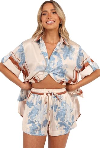Petal & Pup Women's Lara-Shorts-Pale-Blue-Print in Saudi Arabia