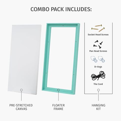 حزمة قيمة من قماش Pixy مكونة من قماش ممتد مقاس 8 × 16 مقاس 1-1/4 (1.25) بوصة وإطار عائم للوحاتك/الأعمال الفنية/فن الحائط/ديكور الحائط (جوز داكن، 8 × 16 بوصة، صورة شخصية) in Kuwait