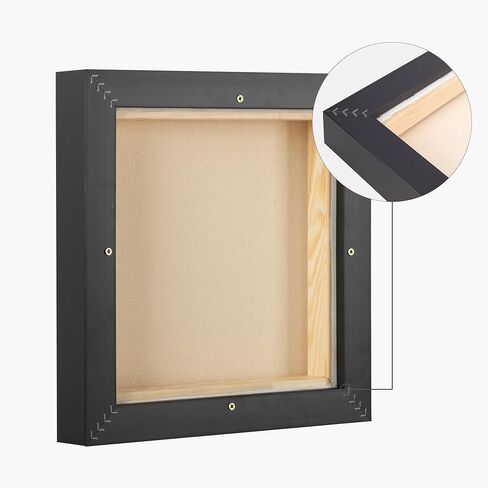 حزمة قيمة من قماش Pixy مكونة من 32 × 32 قماشًا ممتدًا بعمق 1-1/4 (1.25) بوصة وإطار عائم للوحاتك/الأعمال الفنية/فن الحائط/ديكور الحائط (أسود، 32 × 32 بوصة، مربع) in Kuwait