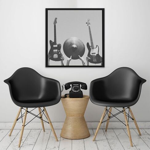 حزمة قيمة من قماش Pixy مكونة من 32 × 32 قماشًا ممتدًا بعمق 1-1/4 (1.25) بوصة وإطار عائم للوحاتك/الأعمال الفنية/فن الحائط/ديكور الحائط (أسود، 32 × 32 بوصة، مربع) in Kuwait