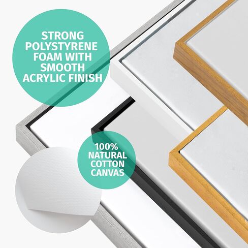 حزمة قيمة من قماش Pixy مكونة من 32 × 32 قماشًا ممتدًا بعمق 1-1/4 (1.25) بوصة وإطار عائم للوحاتك/الأعمال الفنية/فن الحائط/ديكور الحائط (أسود، 32 × 32 بوصة، مربع) in Kuwait