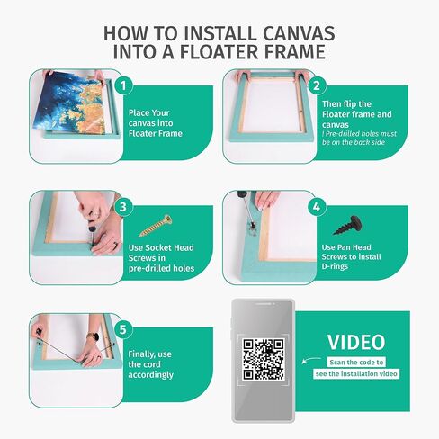 حزمة قيمة من قماش Pixy مكونة من 32 × 32 قماشًا ممتدًا بعمق 1-1/4 (1.25) بوصة وإطار عائم للوحاتك/الأعمال الفنية/فن الحائط/ديكور الحائط (أسود، 32 × 32 بوصة، مربع) in Kuwait