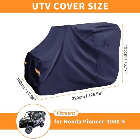 غطاء X AUTOHAUX UTV لسيارة Honda Pioneer 1000-5 مقاوم للماء جنبًا إلى جنب غطاء خارجي للحماية من الشمس والمطر 210D-PU قماش أزرق داكن 125.98 بوصة طول × 62.99 عرض × 76.77 ارتفاع in Saudi Arabia