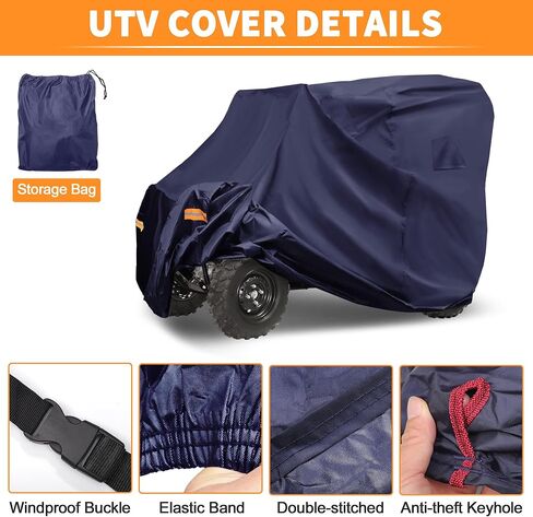 غطاء X AUTOHAUX UTV لسيارة Honda Pioneer 1000-5 مقاوم للماء جنبًا إلى جنب غطاء خارجي للحماية من الشمس والمطر 210D-PU قماش أزرق داكن 125.98 بوصة طول × 62.99 عرض × 76.77 ارتفاع in Saudi Arabia