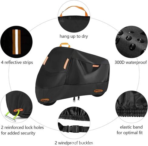 Motorcycle Cover for Kawasaki KLX230, All Season Durable Motorcycles Vehicle Cover, with Windproof Buckle Reflective Strip, Outdoor Accessories in Saudi Arabia