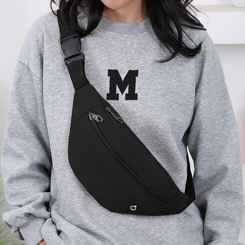 Oxford Fabric Polyester Waist Bag with Adjustable Strap Lightweight Fanny Pack for Travel and Outdoor Activities, Black in Saudi Arabia