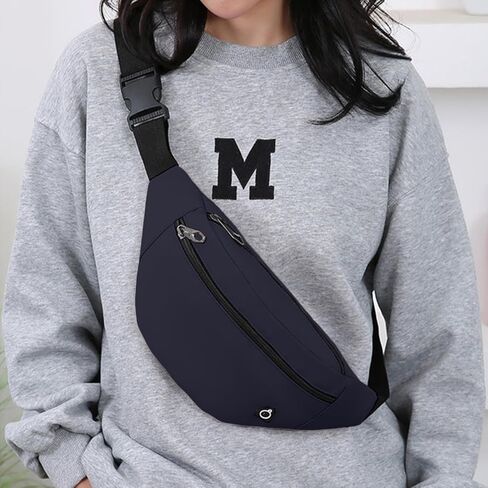 Oxford Fabric Polyester Waist Bag with Adjustable Strap Lightweight Fanny Pack for Travel and Outdoor Activities, Black in Saudi Arabia