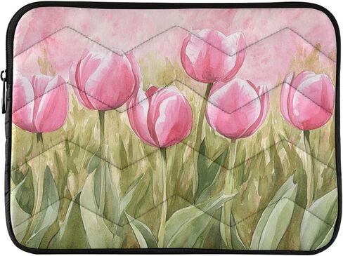 ALAZA A Filed of Pink Tulips Laptop Sleeve Bag Waterproof Protective Notebook Case, 13-13.3, 14 inch in Saudi Arabia