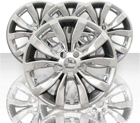 مجموعة 4 قطع من انعكاسات السيارات مقاس 17 بوصة و10 أغطية للعجلات لسيارة كرايسلر 300 2015-2020 - أسود لامع in Kuwait