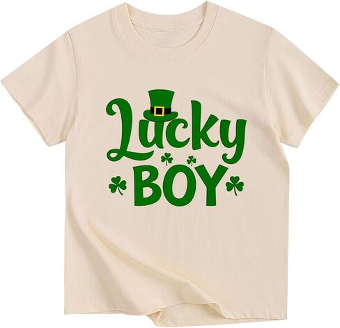 قمصان للأولاد والبنات لعيد القديس باتريك للأطفال تي شيرت محظوظ البرسيم تي شيرت قطني بأكمام قصيرة من 2 إلى 10 سنوات in Kuwait