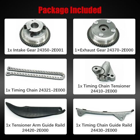 مجموعة سلسلة التوقيت وضرس تروس VVT، يناسب موديلات Hyundai Kia المختارة، يستبدل OEM 24350-2E001، 24370-2E000، 24321-2E000، 24410-2E000، 24420-2E000، 24430-2E000، 41042 in Saudi Arabia